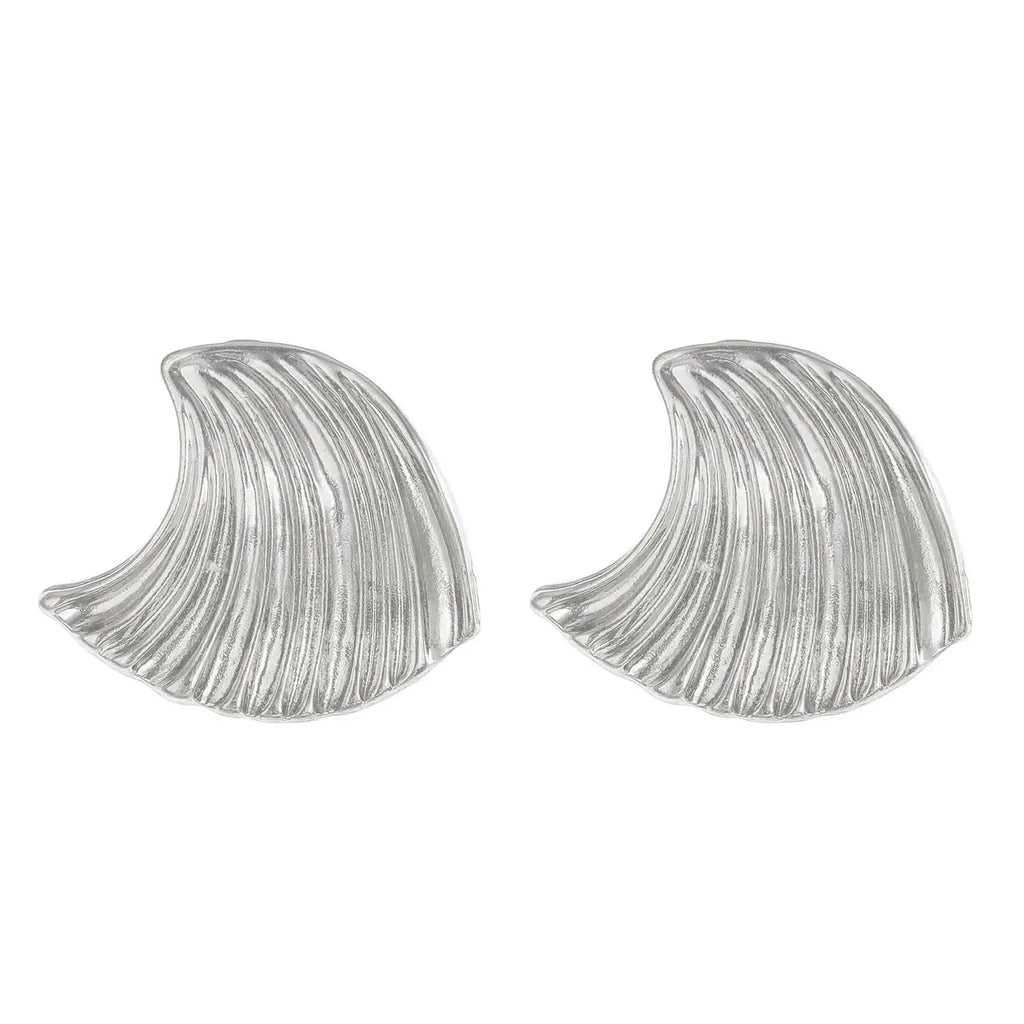 Stainless Steel Pleated Geometric Earrings For Women Jewelry Trending Vintage Women's Smooth Gold Color Stud Earrings