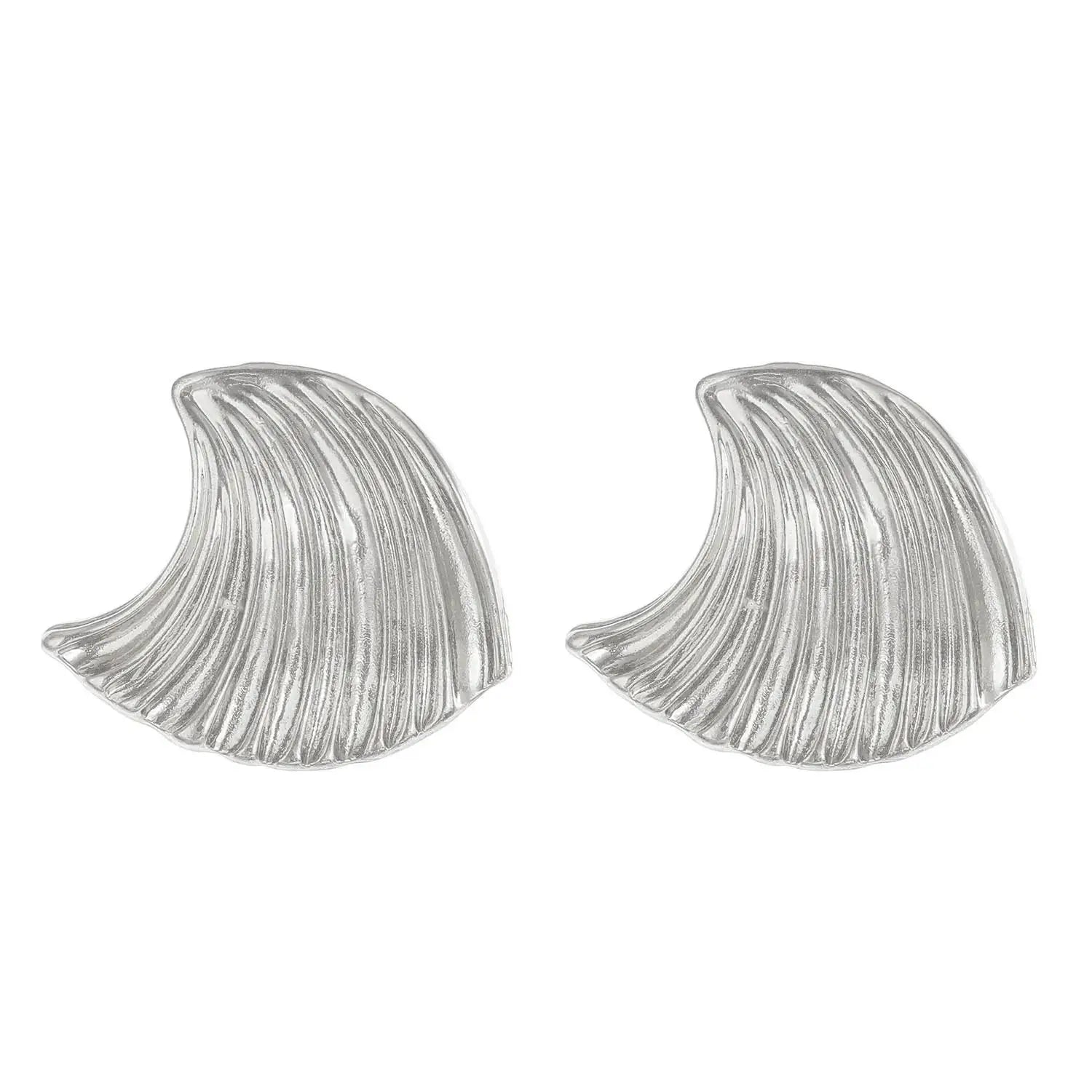 Stainless Steel Pleated Geometric Earrings For Women Jewelry Trending Vintage Women's Smooth Gold Color Stud Earrings