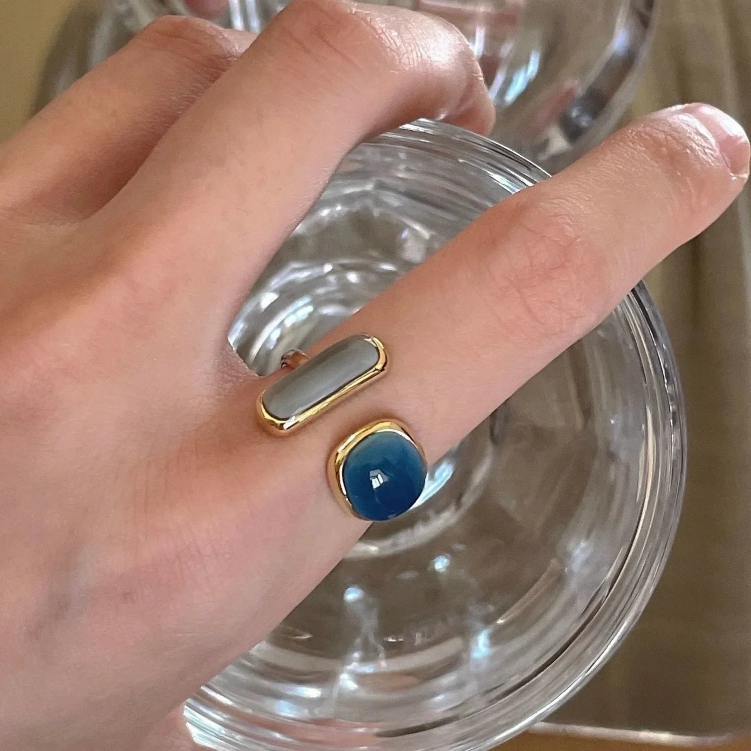 Colorful Drip Glaze Open Ring for Women New Fashion Retro Geometric Gold Color Metal Rings Exquisite Jewelry Gifts for Girl