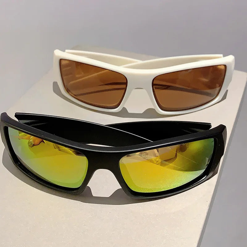 Trendy Designed Cycling Oval Sunglasses Women Men Outdoor Cycling Sports UV400 Sunglass Vintage Hip Hop Punk Sun Glasses