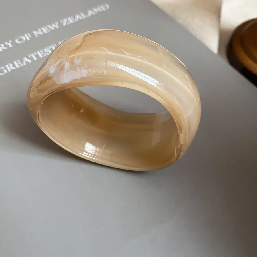 Acrylic Smudge Bangles Exaggerated Irregular Wide Round Bracelets for Women Personality Hand Ring Jewelry Party