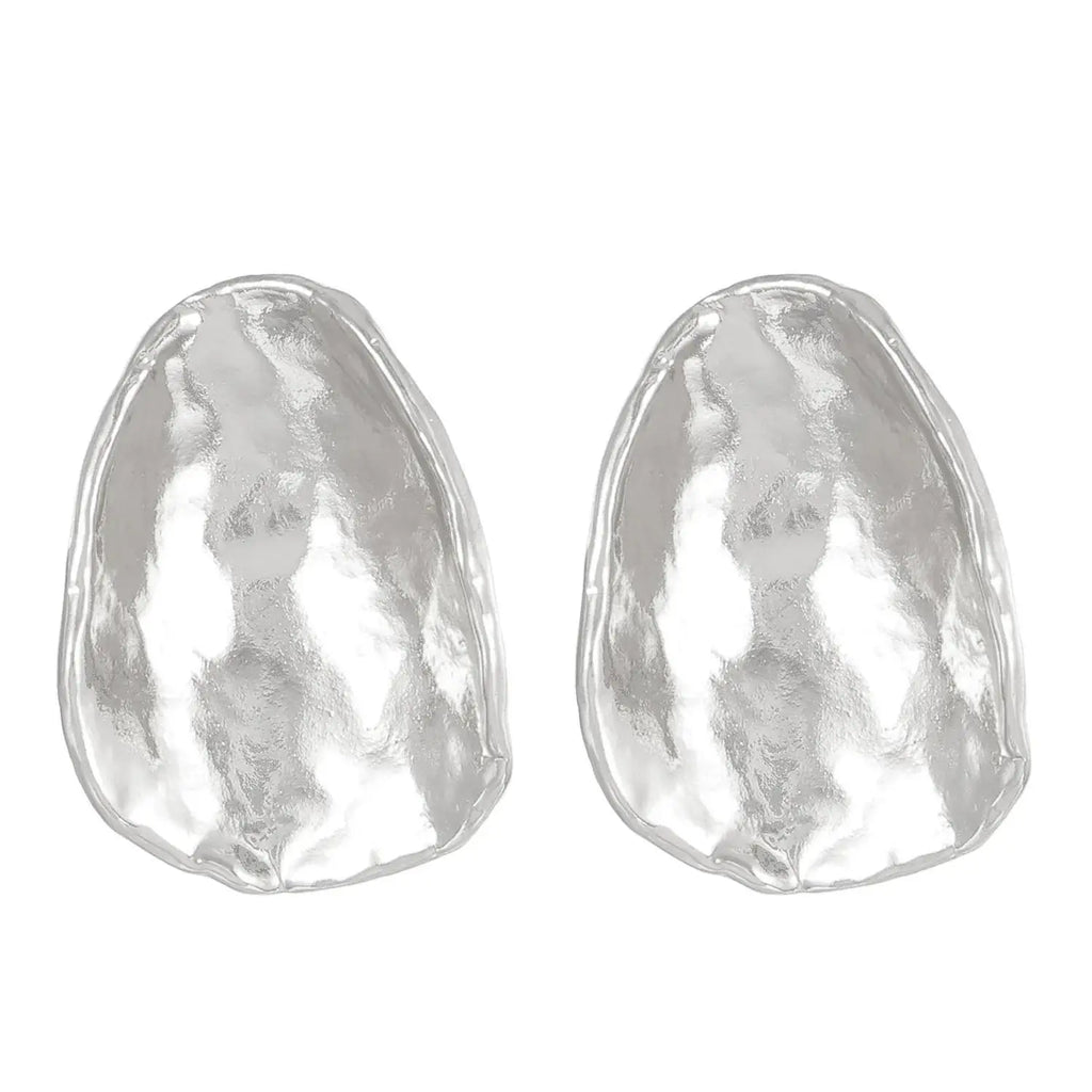 Stainless Steel Pleated Geometric Earrings For Women Jewelry Trending Vintage Women's Smooth Gold Color Stud Earrings