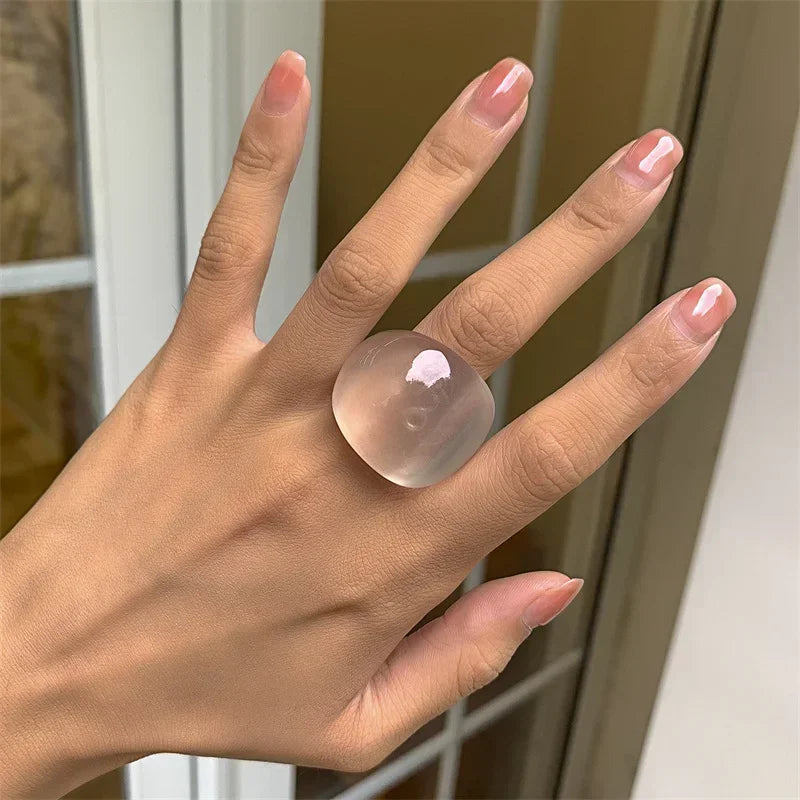 Classic Candy Color Acrylic Ring Exaggerated Geometric Ring Hand Jewelry Wholesale Women Accessories Irregular Rings for Women