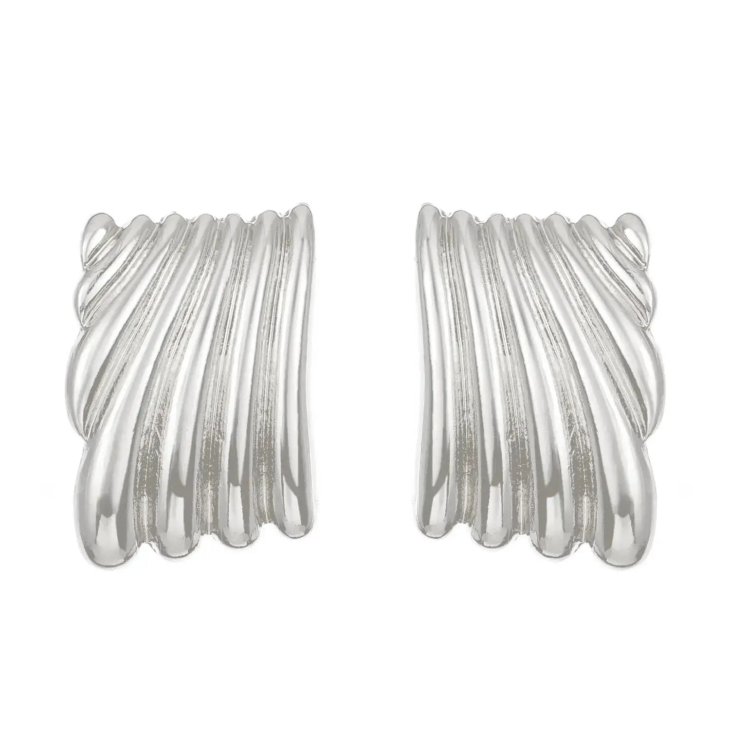 Stainless Steel Pleated Geometric Earrings For Women Jewelry Trending Vintage Women's Smooth Gold Color Stud Earrings