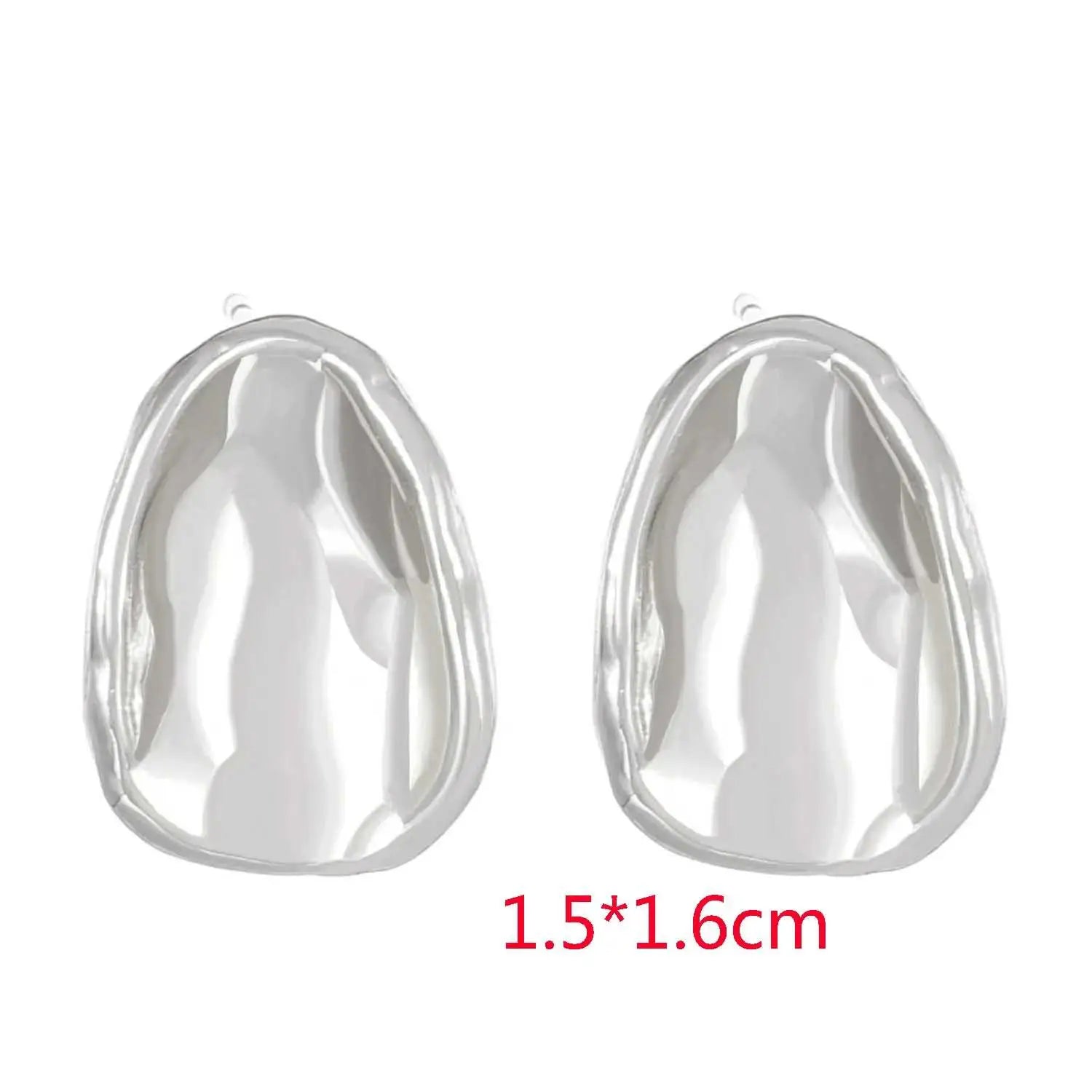 Stainless Steel Pleated Geometric Earrings For Women Jewelry Trending Vintage Women's Smooth Gold Color Stud Earrings