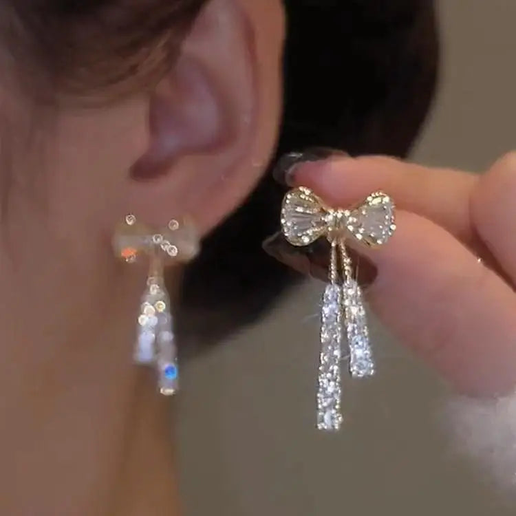 Silver Needle Fashion Purple Crystal Heart Drop Earrings For Women Jewelry 2025 Trending New Luxury Women's Earrings