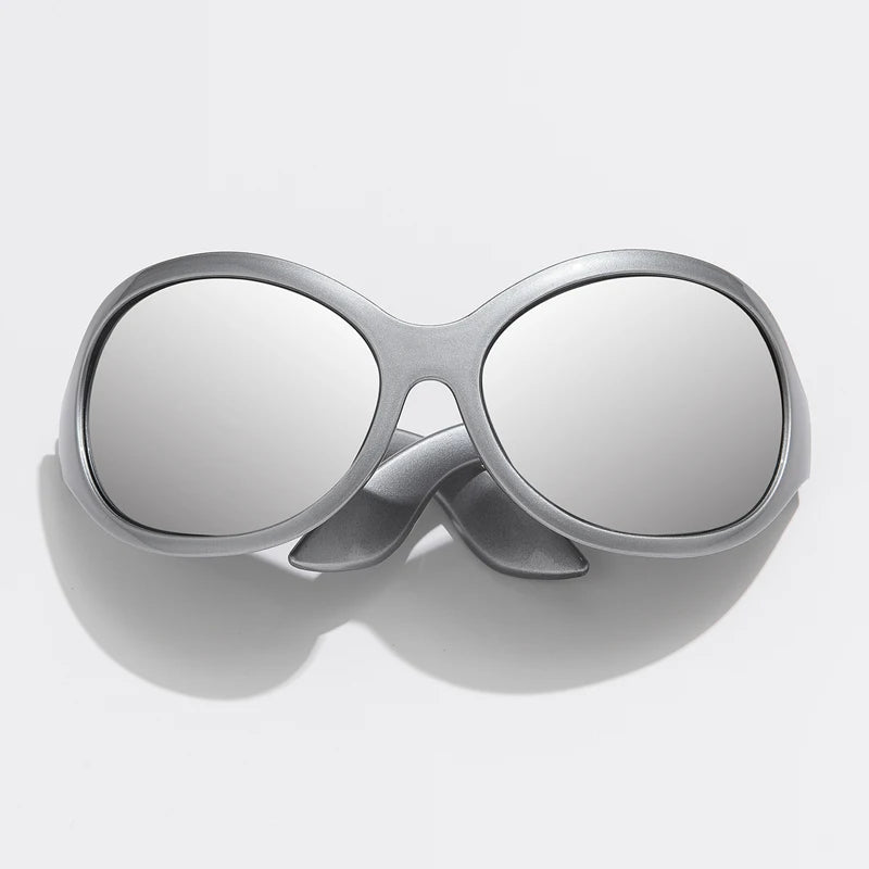 Cycling Fashion Y2K Punk Sunglasses Goggle New Women Men Oval Sports Sun Glasses Female Oversized Colorful Lens Eyewear UV400