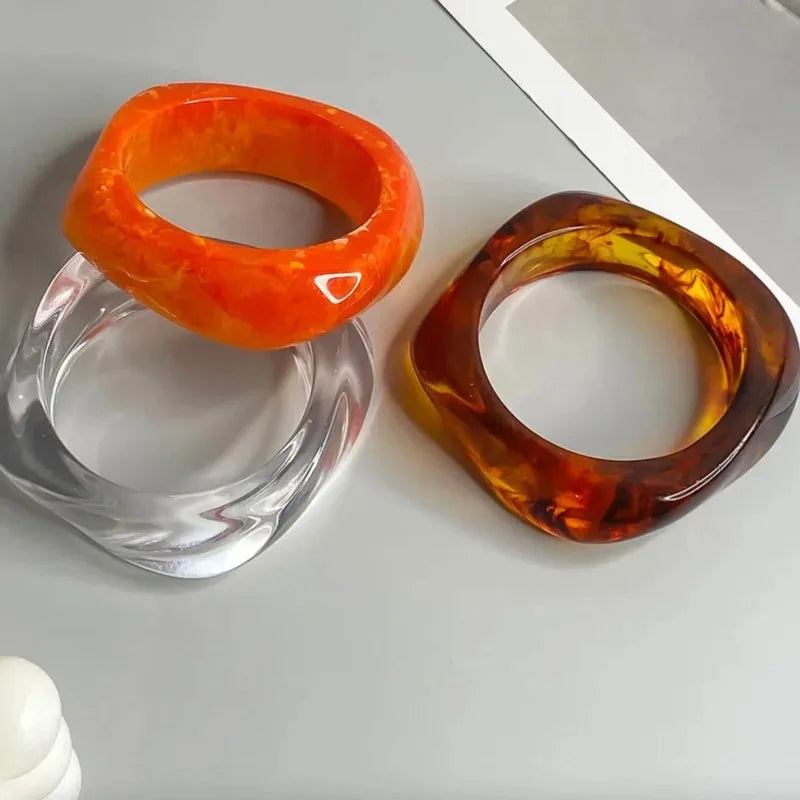 Exaggerated Resin Acrylic Bracelets Bangles for Women on Hand Irregular Geometric Bracelets Personality Hand Jewelry