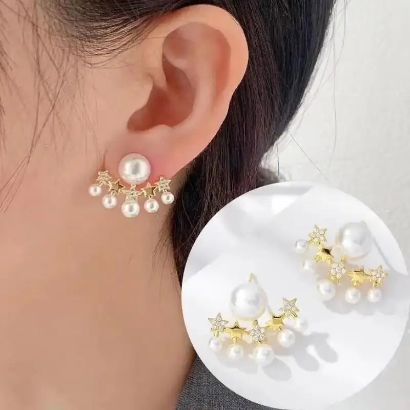 Fashion Seven Star Zircon Earrings For Women Jewelry 2025 Trending New Luxury Women's Crystal Stars Stud Earrings Gifts