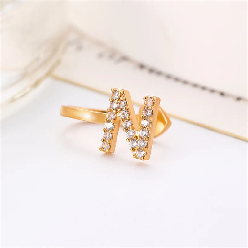 Zircon Initial A-Z Letter Clip Earrings For Women Adjustable Crystal Ear Stud Name Alphabet Female Wedding Jewelry Gift