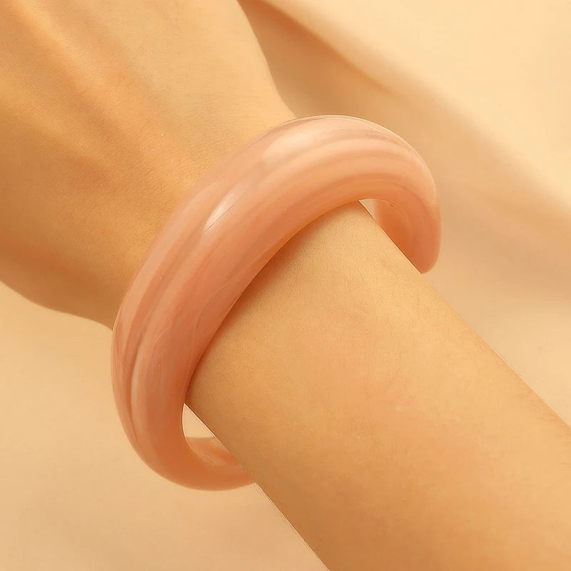 Fashion Exaggerated Opening Acrylic Bracelets for Women Simple Blended Jelly Colored Curved Cuff Bangle Female Jewelry