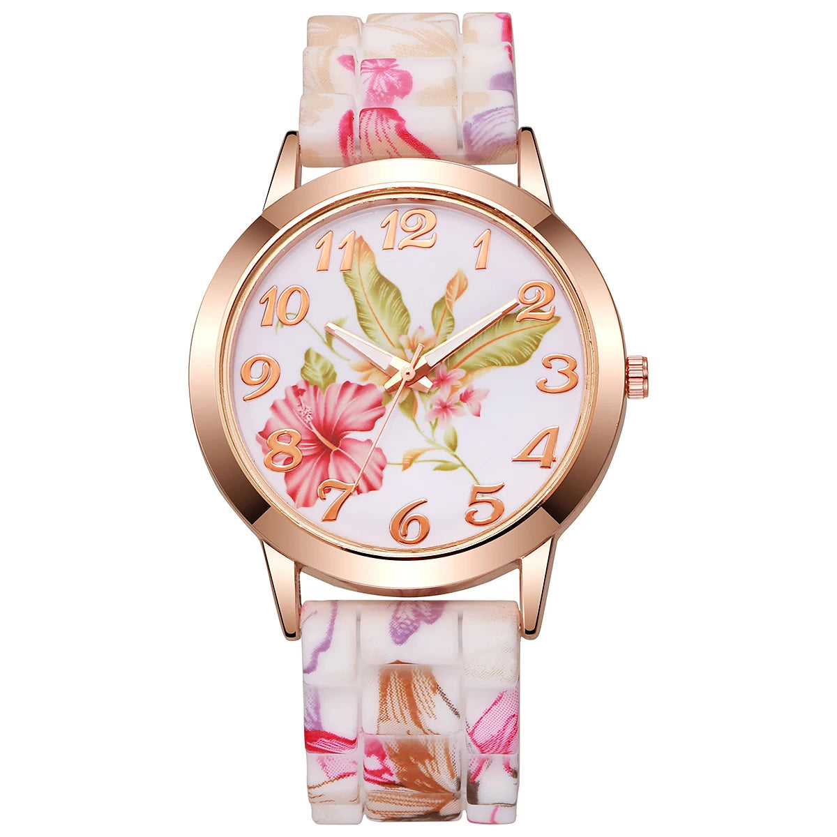 2/3/4/5PCS Fashion Flowers Printed Women Watches Casual Silicone Band Female Quartz Watch Relogio Feminino（Without Box）