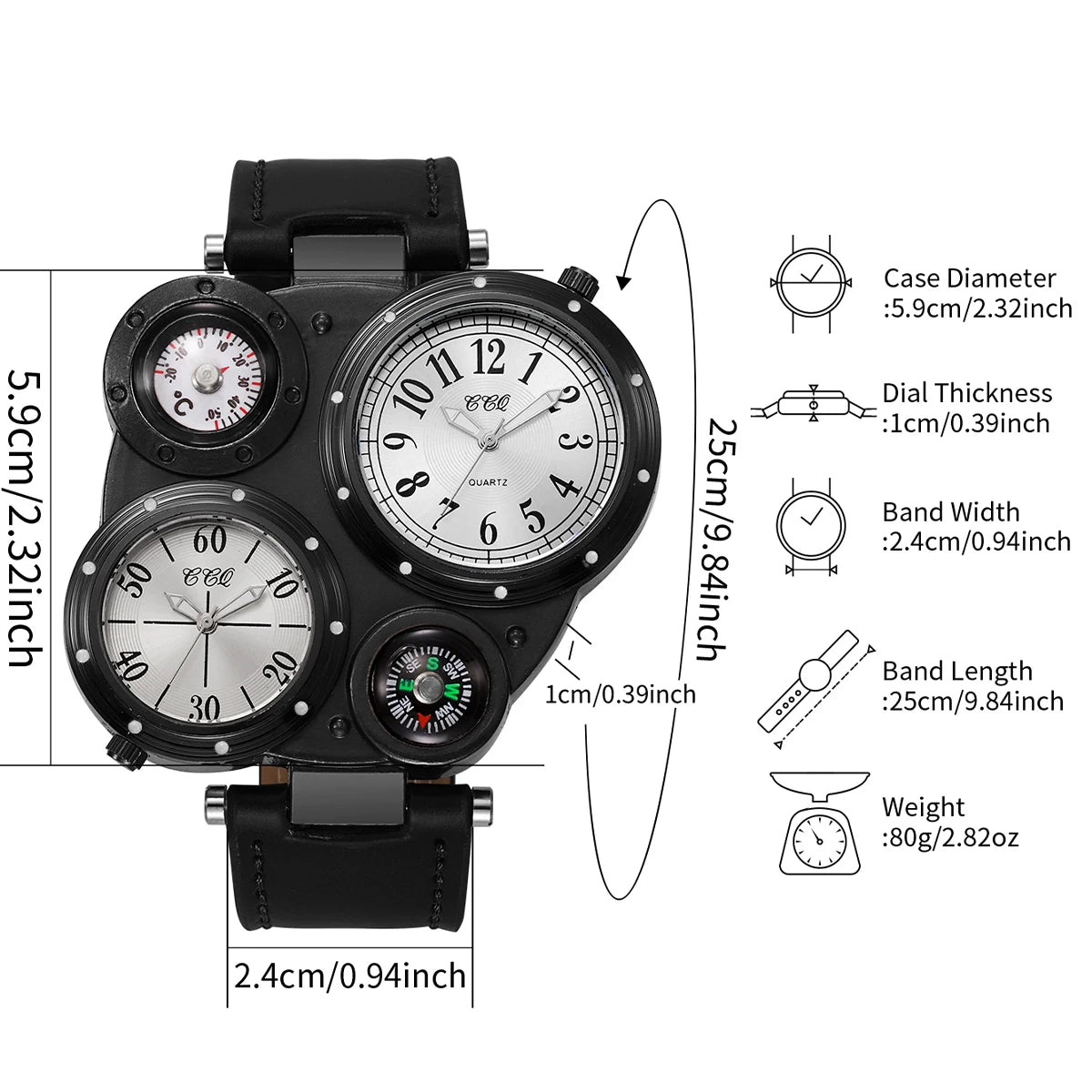 Luxury Large Dial Men Quartz Watches Casual Leather Band Wristwatches Sport Watch for Men Clock Relogio Masculino