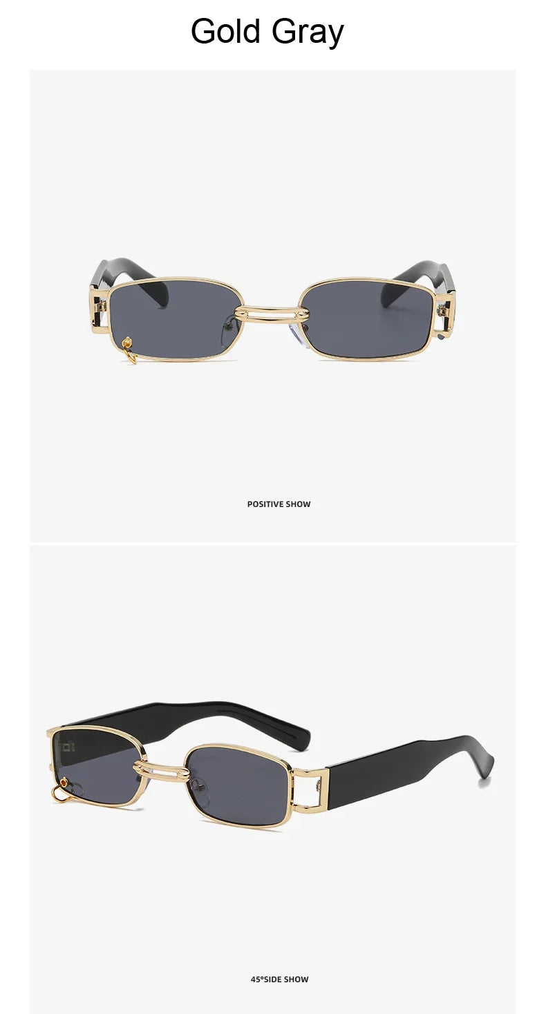 Fashion Punk Square Sunglasses Women Luxury Brand Small Frame Sun Glasses Female Rectangle Metal Mirror Oculos De Sol Feminino