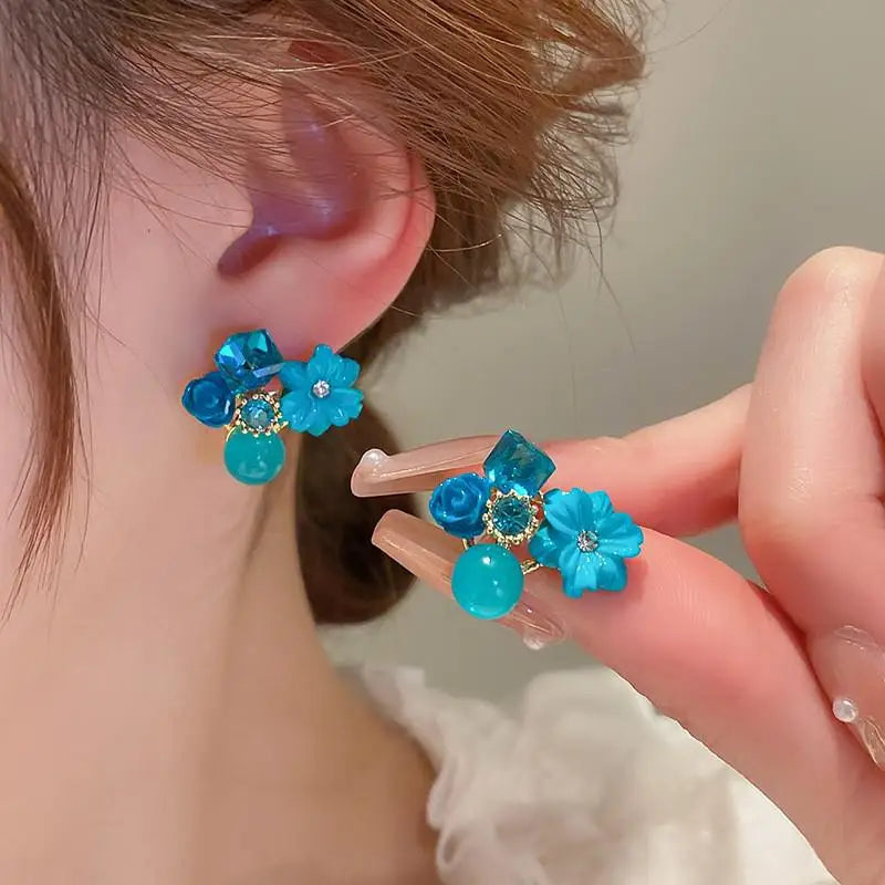 Silver Needle Vintage Green Crystal Butterfly Drop Earrings For Women Jewelry 2025 Trending Luxury Zircon Women's Earrings