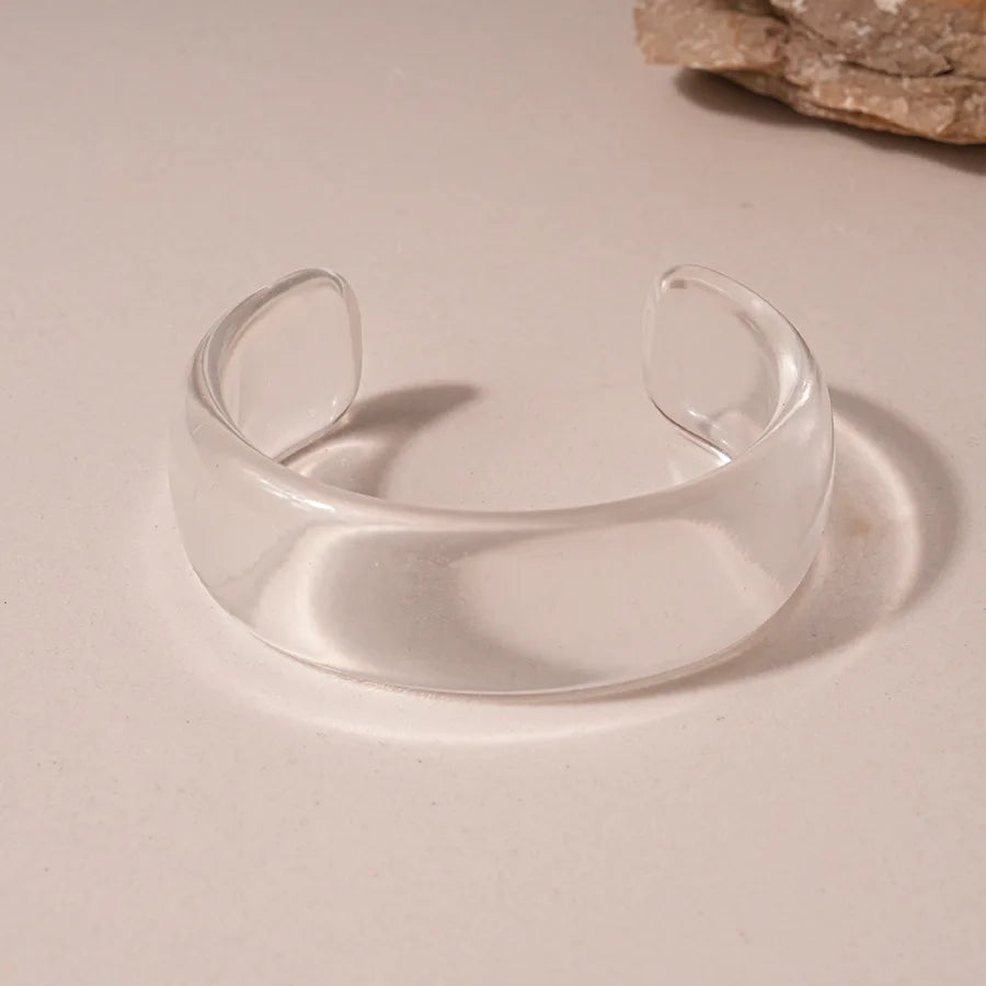 White Transparent Resin Bracelet Bangles for Women Irregular Geometric Round Wide Stacking Bracelets Hand Jewelry New In