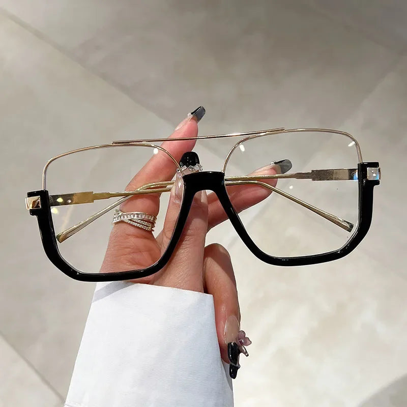 Vintage Oversized Sunglasses Fashion Men Women Square Shades Eyewear Trendy Ins Popular Brand Design UV400 Sun Glasses