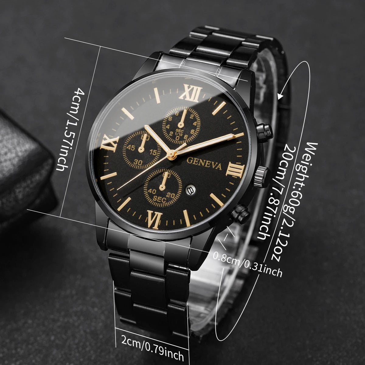 Luxury Mens Business Watches Fashion Roma Dial Men Quartz Watch Calendar Wristwatches for Man Clock Reloj Hombre（Without Box）