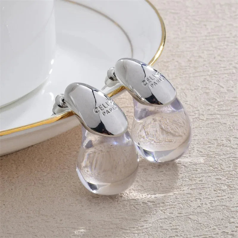 Transparent 1Pair Resin Water Drop Earrings Simple Versatile Fashion Earrings For Women Girls Personalized Earrings Gifts