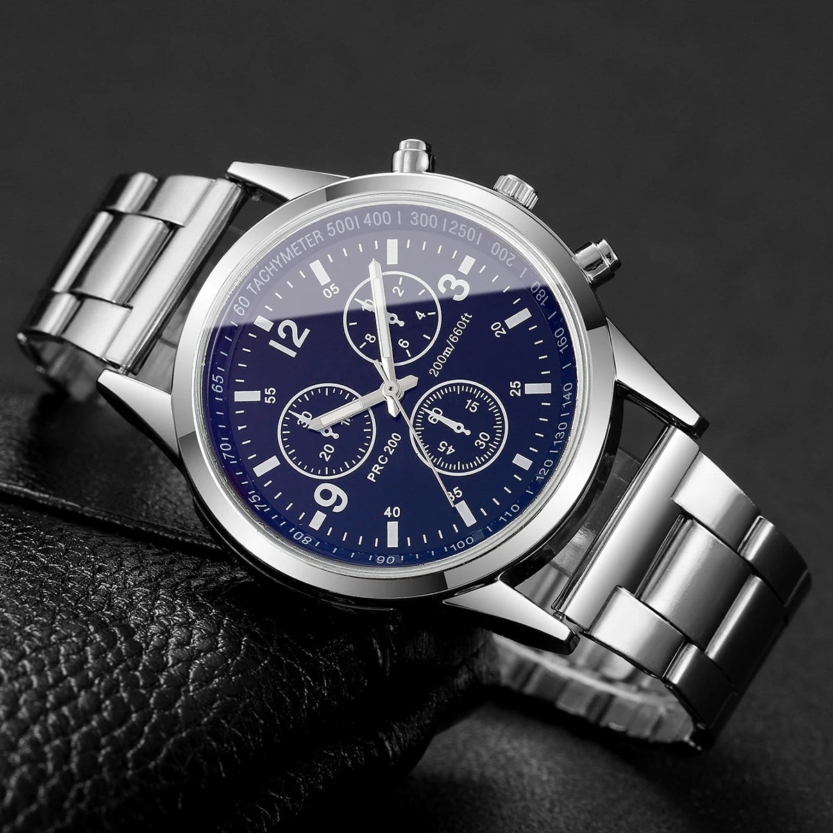Fashion Men Business Quartz Watch Luxury Silvery Strap Wristwatch Reloj Hombre（Without Box）