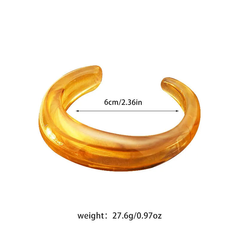 Fashion Exaggerated Opening Acrylic Bracelets for Women Simple Blended Jelly Colored Curved Cuff Bangle Female Jewelry