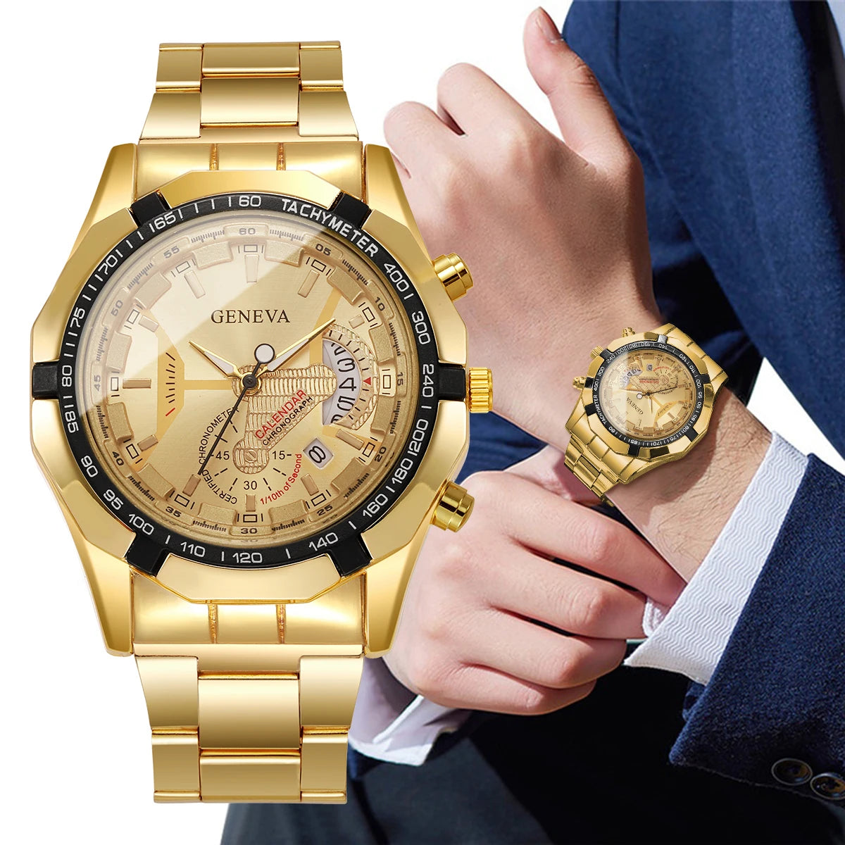 Luxury Large Dial Men Business Watches Fashion Calendar Quartz Watch for Mens Clock Reloj Hombre（Without Box）