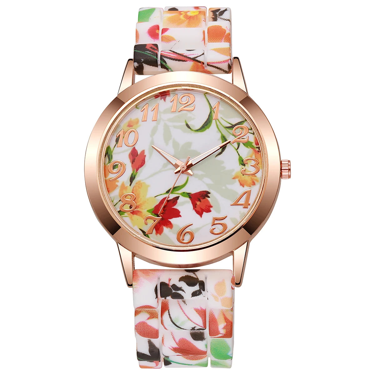 2/3/4/5PCS Fashion Flowers Printed Women Watches Casual Silicone Band Female Quartz Watch Relogio Feminino（Without Box）