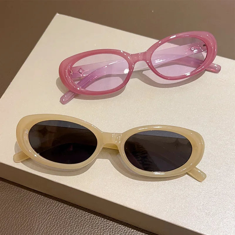 Vintage Brand Designer Oval Sunglasses Women Luxury Fashion Sun Glasses For Men Trendy Punk Luxury Rivet Star Cool Shades UV400