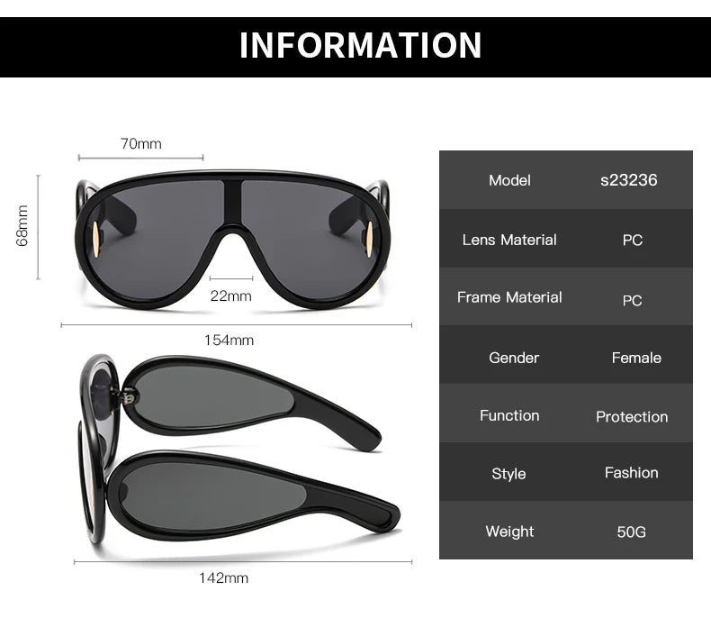 Cycling 2024 New Fashion One-Piece Large Frame Sunglasses Cyberpunk Style Eyeglasse Female Male Multi Color Frame Sun Glasses