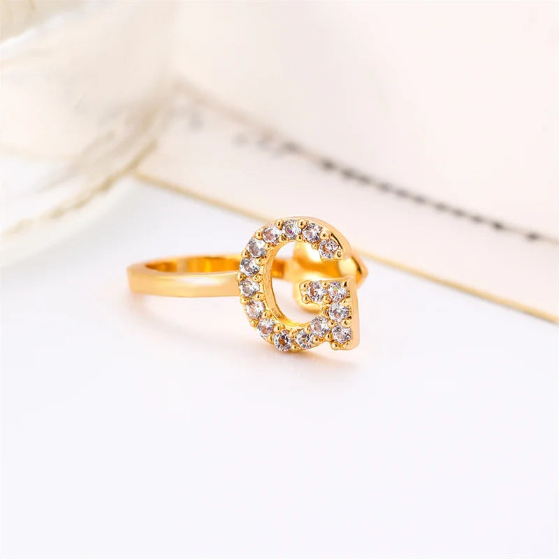 Zircon Initial A-Z Letter Clip Earrings For Women Adjustable Crystal Ear Stud Name Alphabet Female Wedding Jewelry Gift