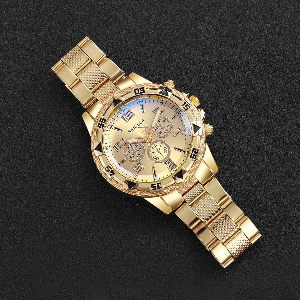 Men Business Watches Fashion Arabic Dial Gold Steel Band Male's Quartz Watch