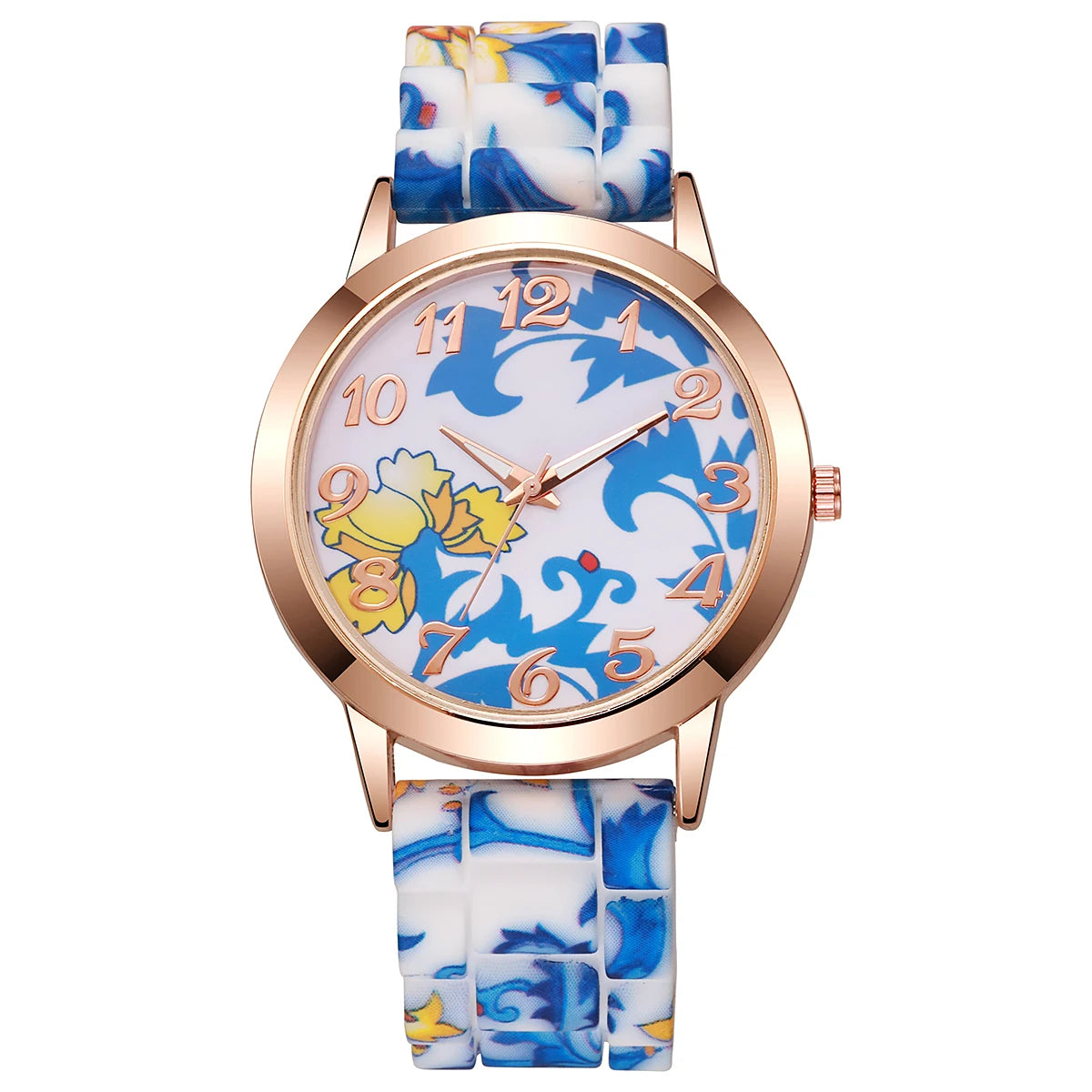2/3/4/5PCS Fashion Flowers Printed Women Watches Casual Silicone Band Female Quartz Watch Relogio Feminino（Without Box）