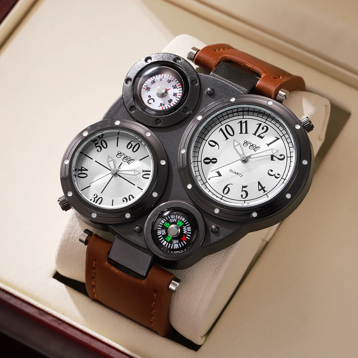 Luxury Large Dial Men Quartz Watches Casual Leather Band Wristwatches Sport Watch for Men Clock Relogio Masculino