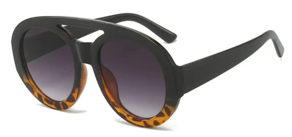 Vintage Oversized Sunglasses Women Luxury Brand Big Frame Sun Glasses Black Yellow Fashion Shades Double Bridges Round Glasses