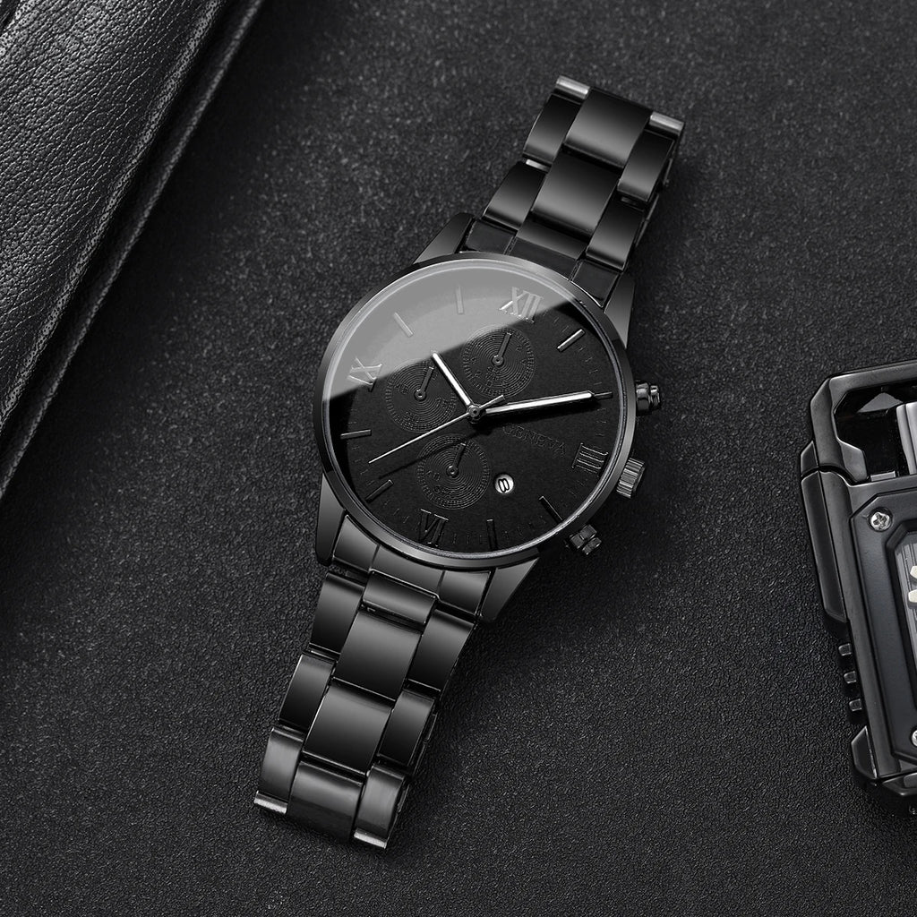 Luxury Mens Business Watches Fashion Roma Dial Men Quartz Watch Calendar Wristwatches for Man Clock Reloj Hombre（Without Box）