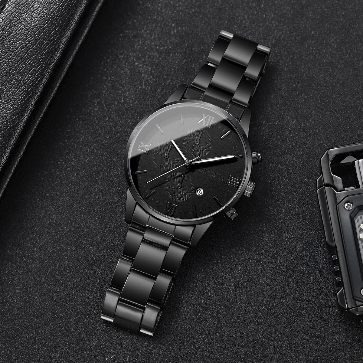 Luxury Mens Business Watches Fashion Roma Dial Men Quartz Watch Calendar Wristwatches for Man Clock Reloj Hombre（Without Box）