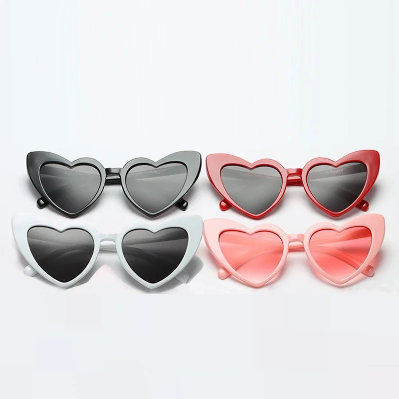 Heart Shaped Sunglasses Women Cat Eye Female Sun Glasses Brand Retro Love Black White Eyewear Men Shade UV400 Eyewear