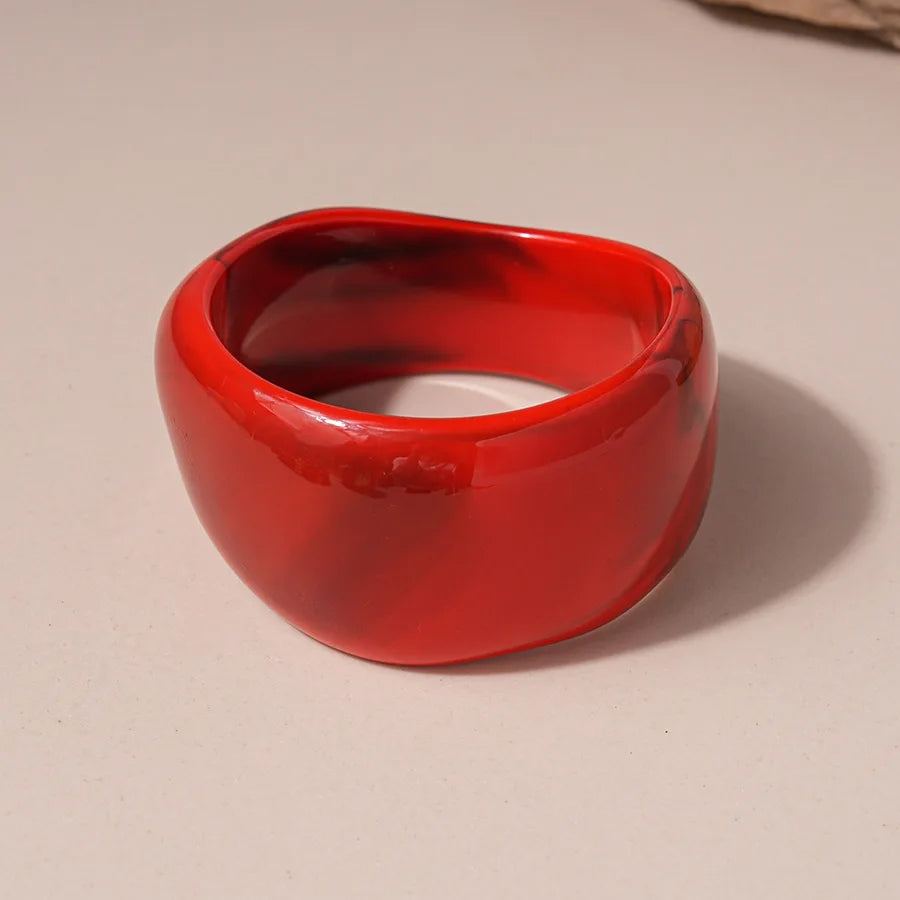 Red Resin Acrylic Elastic Bracelets Personality Geometric Fashion Irregular Wide Stacking Bracelets Hand Jewelry for Women