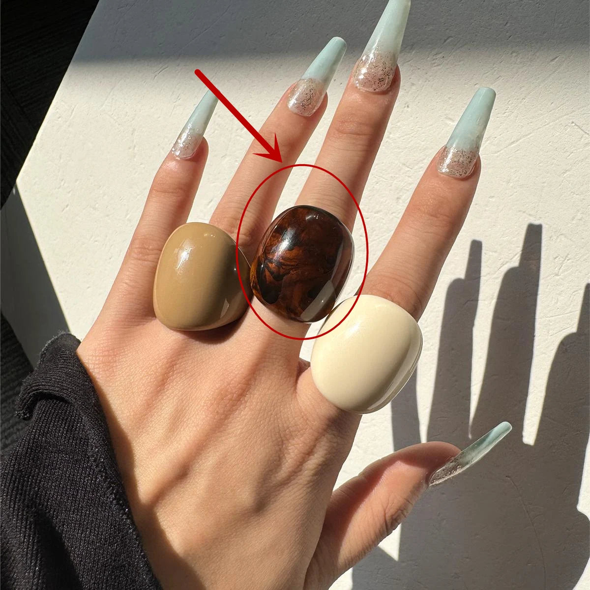 Vintage Wide Large Chunky Rings for Women Crystal Resin Autumn Winter Geometric Irregular Stacking Wear Jewelry New