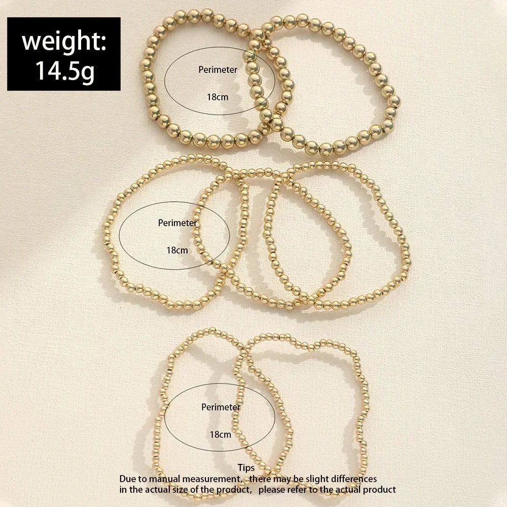 Stainless Steel Bracelets Vintage Handmade Ball Beaded Bracelets for Women Punk Gold Color Bangles Party Fashion Jewelry