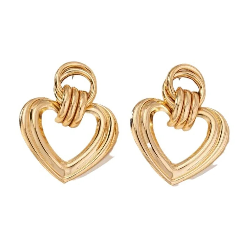 Vintage Heart Star Zircon Drop Dangle Earrings For Women Girl Luxury Fashion New Jewelry Ladies Gift Party