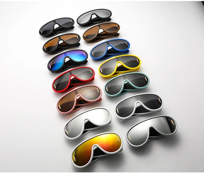 Cycling 2024 New Fashion One-Piece Large Frame Sunglasses Cyberpunk Style Eyeglasse Female Male Multi Color Frame Sun Glasses