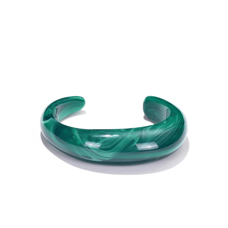 Fashion Exaggerated Opening Acrylic Bracelets for Women Simple Blended Jelly Colored Curved Cuff Bangle Female Jewelry