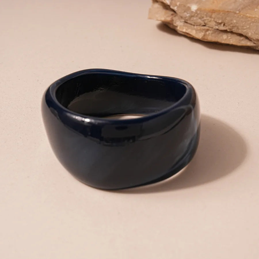 Blue Color Acrylic Resin Smudging Bangle Exaggerated Bamboo Beads Stretchy Bracelet Retro Hand Jewelry Couple Bangles Gifts