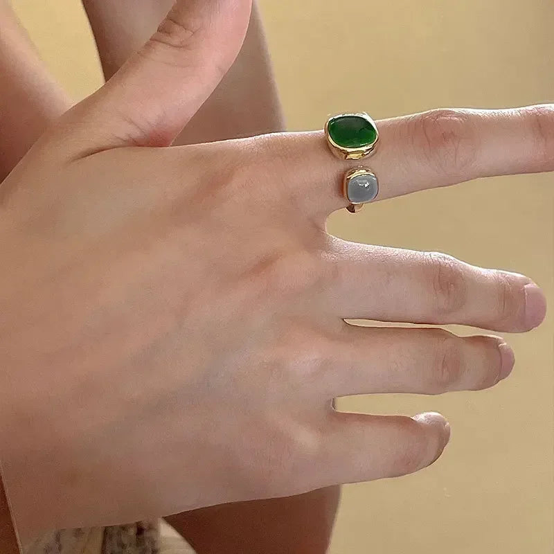 Colorful Drip Glaze Open Ring for Women New Fashion Retro Geometric Gold Color Metal Rings Exquisite Jewelry Gifts for Girl