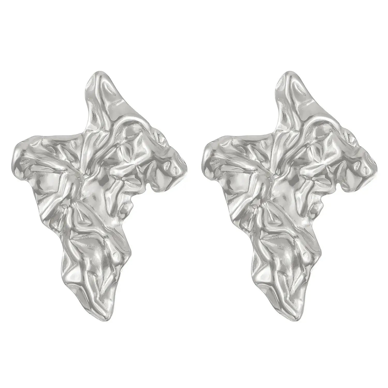 Stainless Steel Pleated Geometric Earrings For Women Jewelry Trending Vintage Women's Smooth Gold Color Stud Earrings