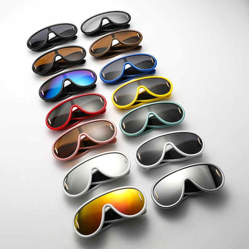 Cycling 2024 New Fashion One-Piece Large Frame Sunglasses Cyberpunk Style Eyeglasse Female Male Multi Color Frame Sun Glasses