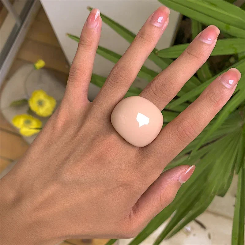 Classic Candy Color Acrylic Ring Exaggerated Geometric Ring Hand Jewelry Wholesale Women Accessories Irregular Rings for Women