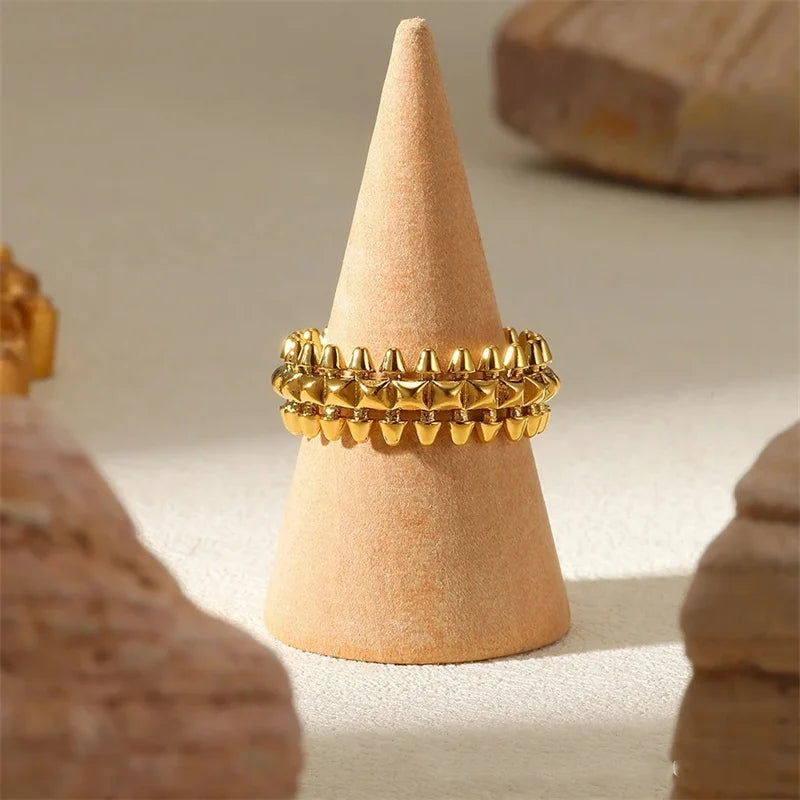 Vintage Stainless Steel Bullet Rings for Women Gold Color Geometric Rings Punk Jewelry Hip Hop Party Jewelry Gifts Anillos