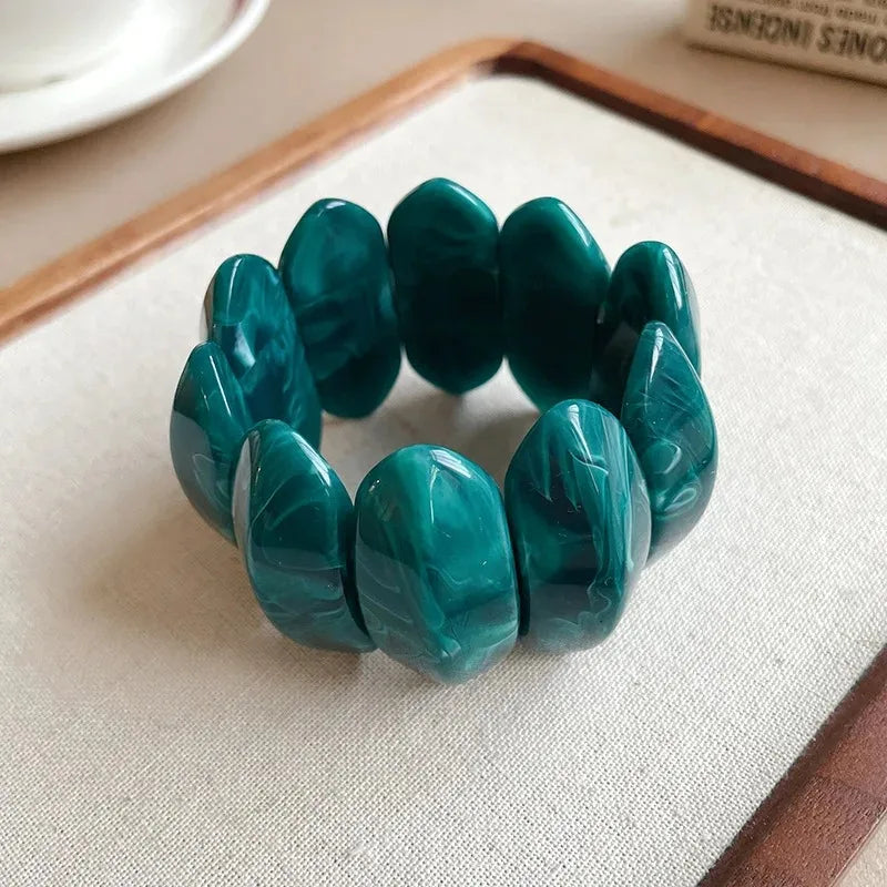 Vintage Smudging Bangle Geometric Wide Chunky Bracelets for Women Personality Acrylic Bracelet Hand Jewelry